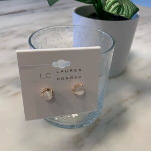 NWT Lauren Conrad Rose Gold Tone Studs With Clear White Center Stone